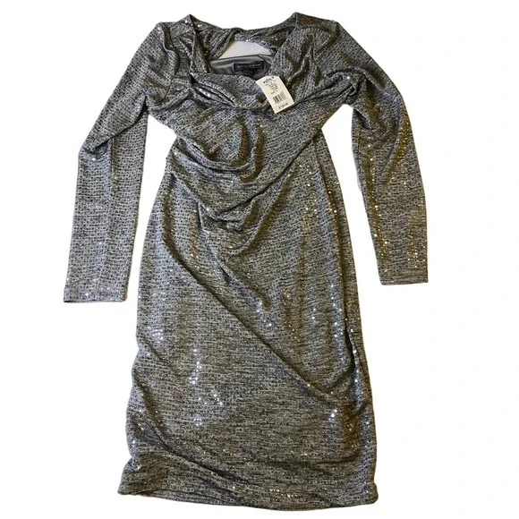 jessica howard sequin dress Jessica Howard Mauve LS Sparkle Dress